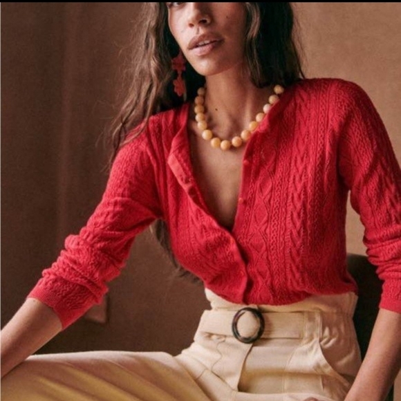 Sezane Sweaters - Sezane Ruben Cardigan - Cherry Red  XXS